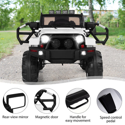 Electric Kids Ride on Car with LED Lights Music and Remote Control-White
