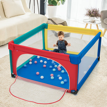 Playpen Baby Toddlers Safety Activity Fence with 50 Ocean Balls-Colourful