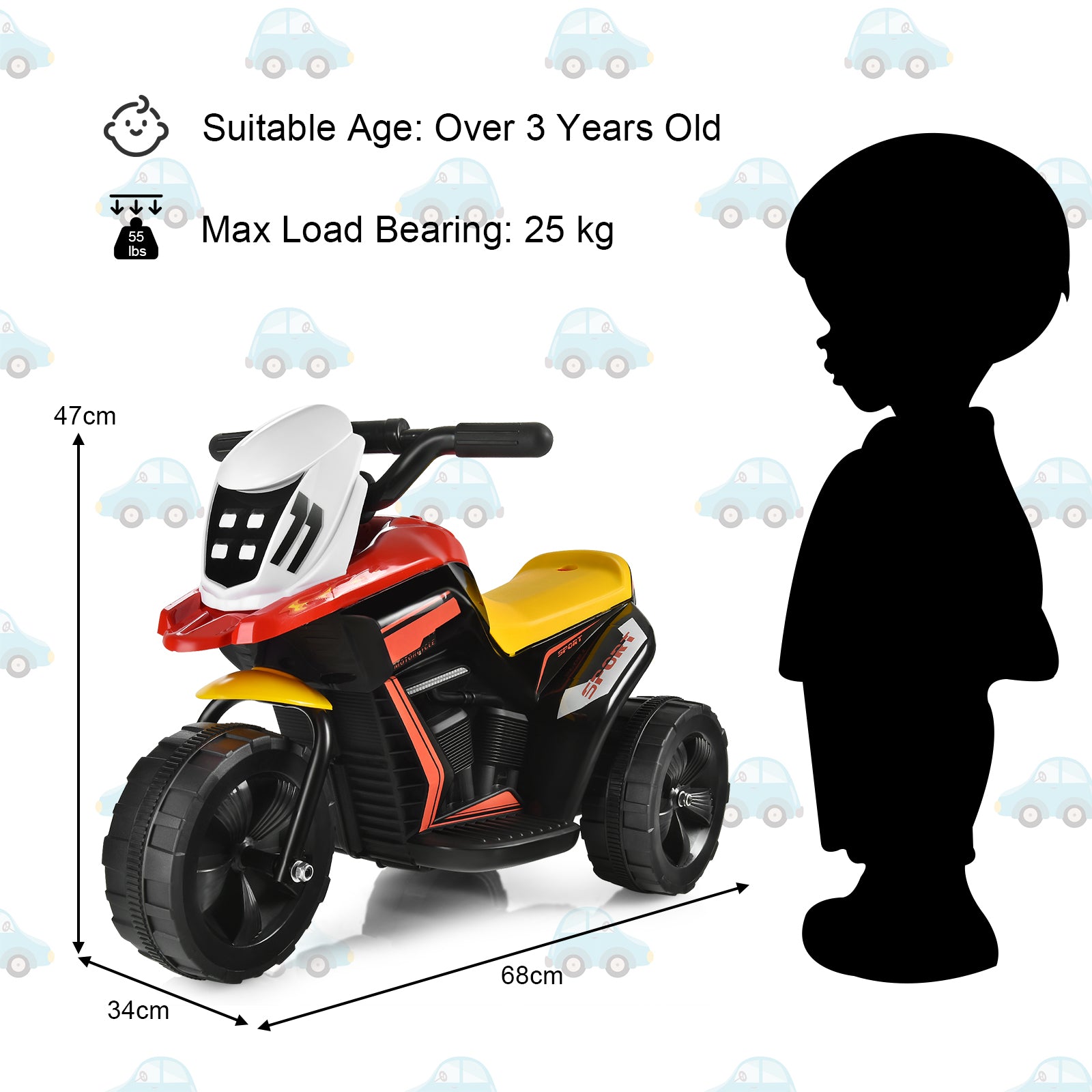 Kids Motorcycle Ride On Toy with Rechargeable Battery