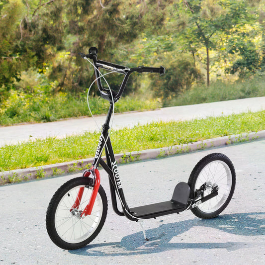 HOMCOM Scooter for Kids with Adjustable Handlebar, Anti-Slip Deck, Dual Brakes, for Boys and Girls Aged 5+ Years Old, Black
