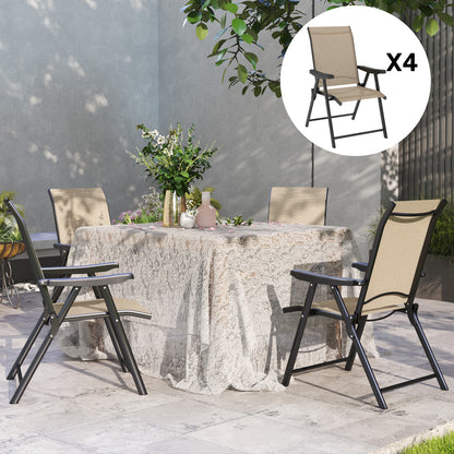 Outsunny Set of Four Folding Outdoor Chairs - Brown/Black