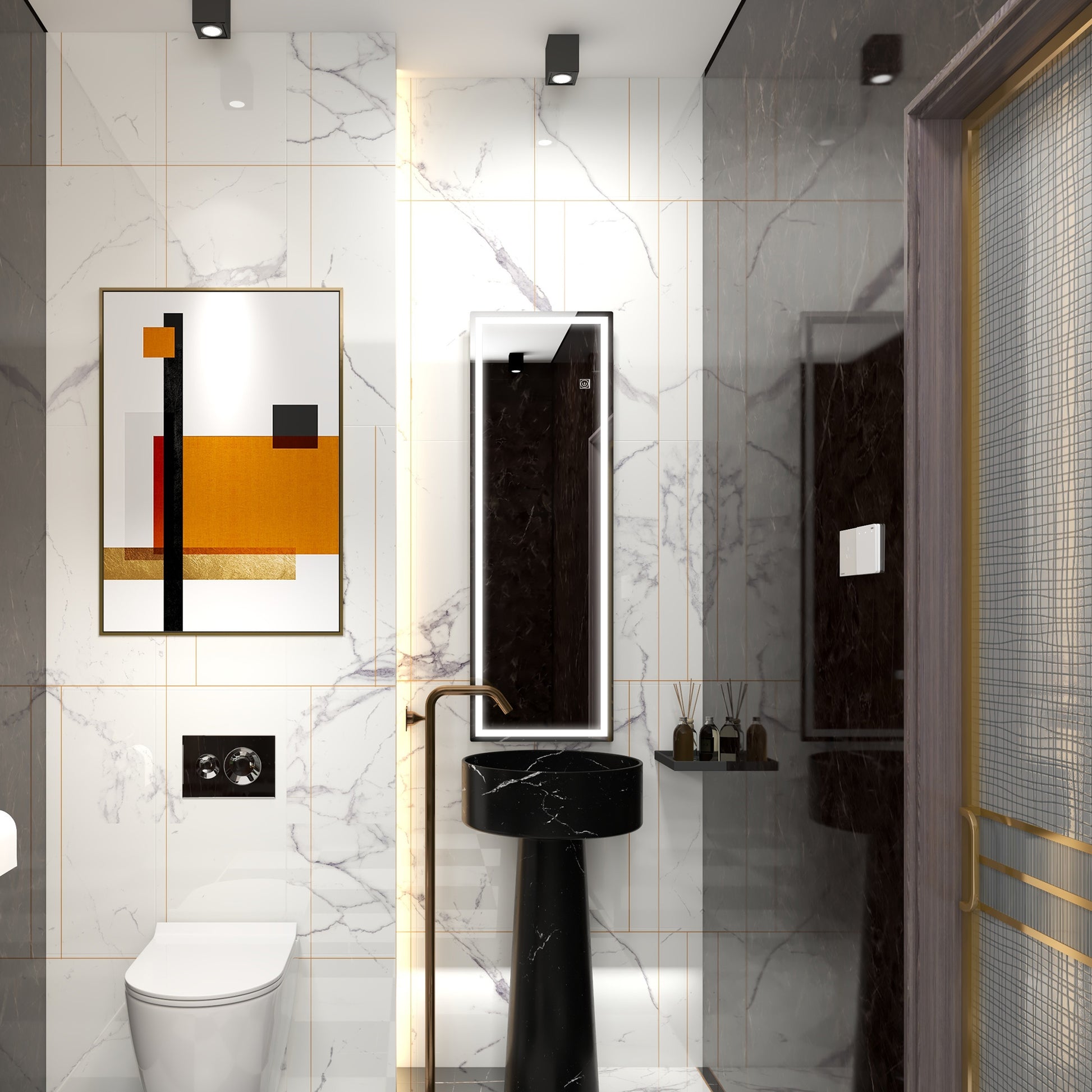 HOMCOM Dimming Full Length Mirror, 120 x 40cm Long Wall Mirror with 3 Colour LED, Smart Touch, Memory Function