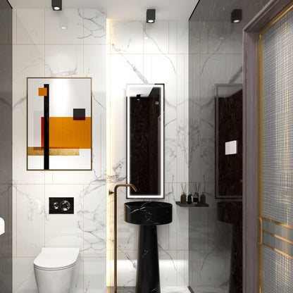 HOMCOM Dimming Full Length Mirror, 120 x 40cm Long Wall Mirror with 3 Colour LED, Smart Touch, Memory Function