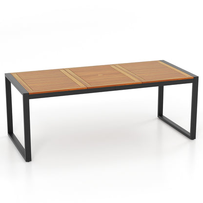 8-Person Dining Table for Outdoors with Metal Legs and Adjustable Foot Pads