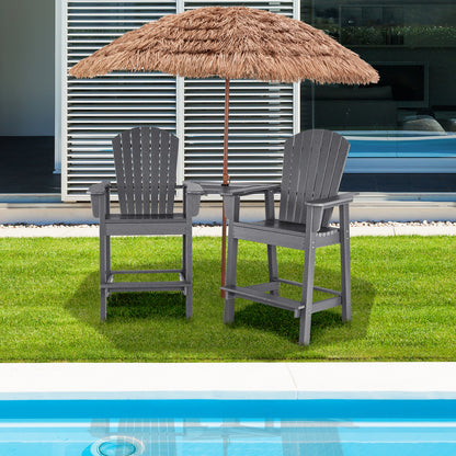 Tall Adirondack Chair Set of 2 with Middle Connecting Tray-Grey