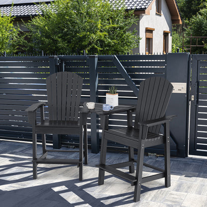 Tall Adirondack Chair Set of 2 with Middle Connecting Tray-Black