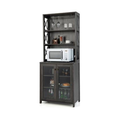 Tall Freestanding Bar Cabinet-Grey