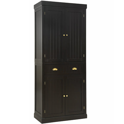 4-Door Tall Kitchen Sideboard with Adjustable Shelves-Espresso