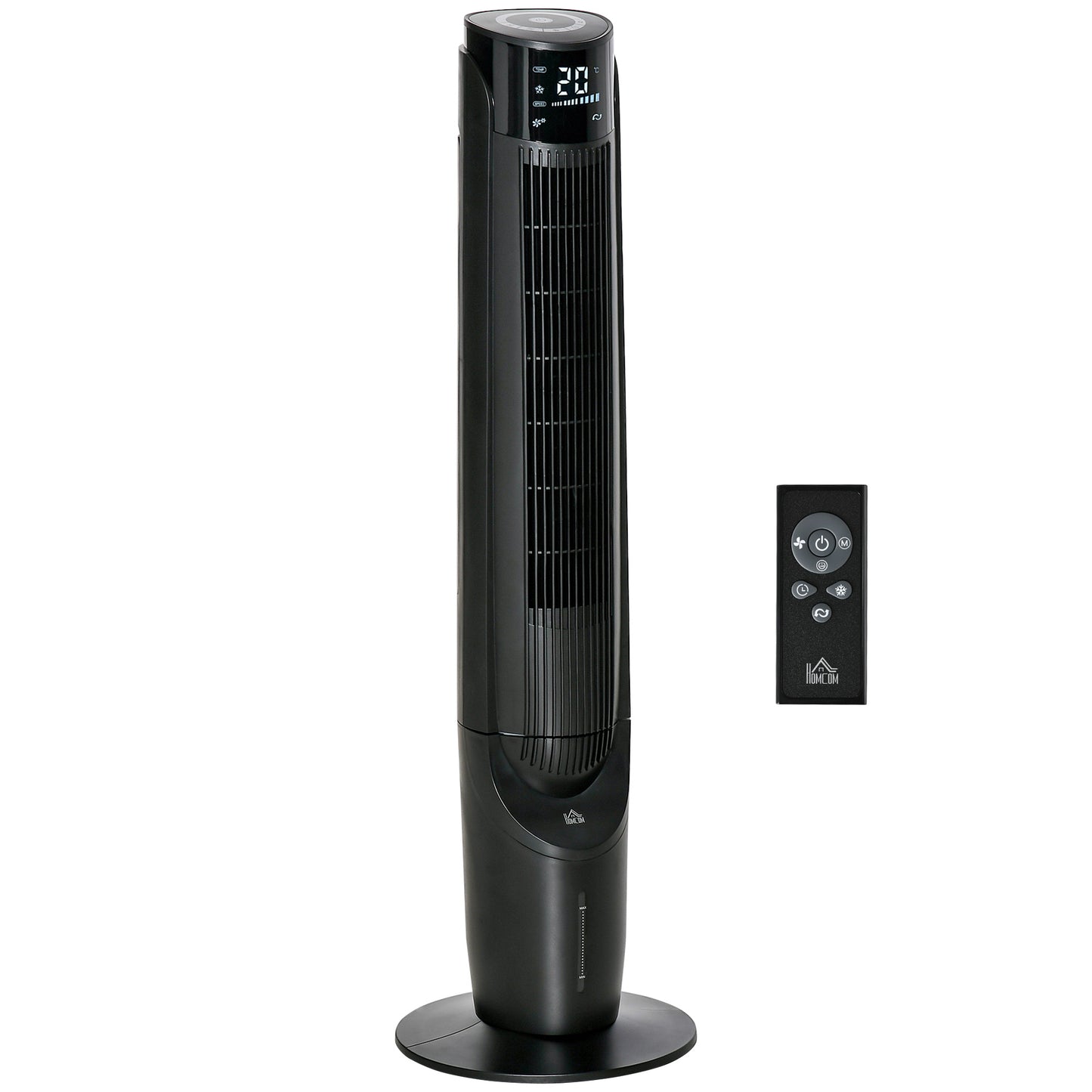 HOMCOM 42" Ice Cooling Tower Fan, Water Conditioner Evaporative Air Cooler Unit with 4 Modes, 3 Speed, Remote Control, Oscillating for Bedroom, Black