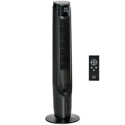 HOMCOM 42" Ice Cooling Tower Fan, Water Conditioner Evaporative Air Cooler Unit with 4 Modes, 3 Speed, Remote Control, Oscillating for Bedroom, Black