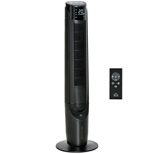 HOMCOM 42" Ice Cooling Tower Fan, Water Conditioner Evaporative Air Cooler Unit with 4 Modes, 3 Speed, Remote Control, Oscillating for Bedroom, Black