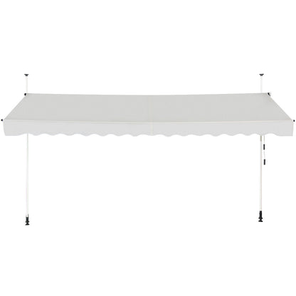 Telescopic Awning Sun Shade with Manual Crank Handle-Beige