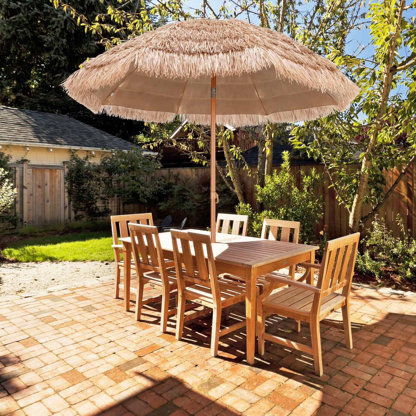 192cm Thatched Tiki Patio Umbrella with Tilt Design 8 Ribs