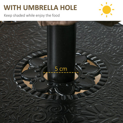 Outsunny Cast Aluminium 4 Seater Outdoor Dining Set with Cushions Parasol Hole Black