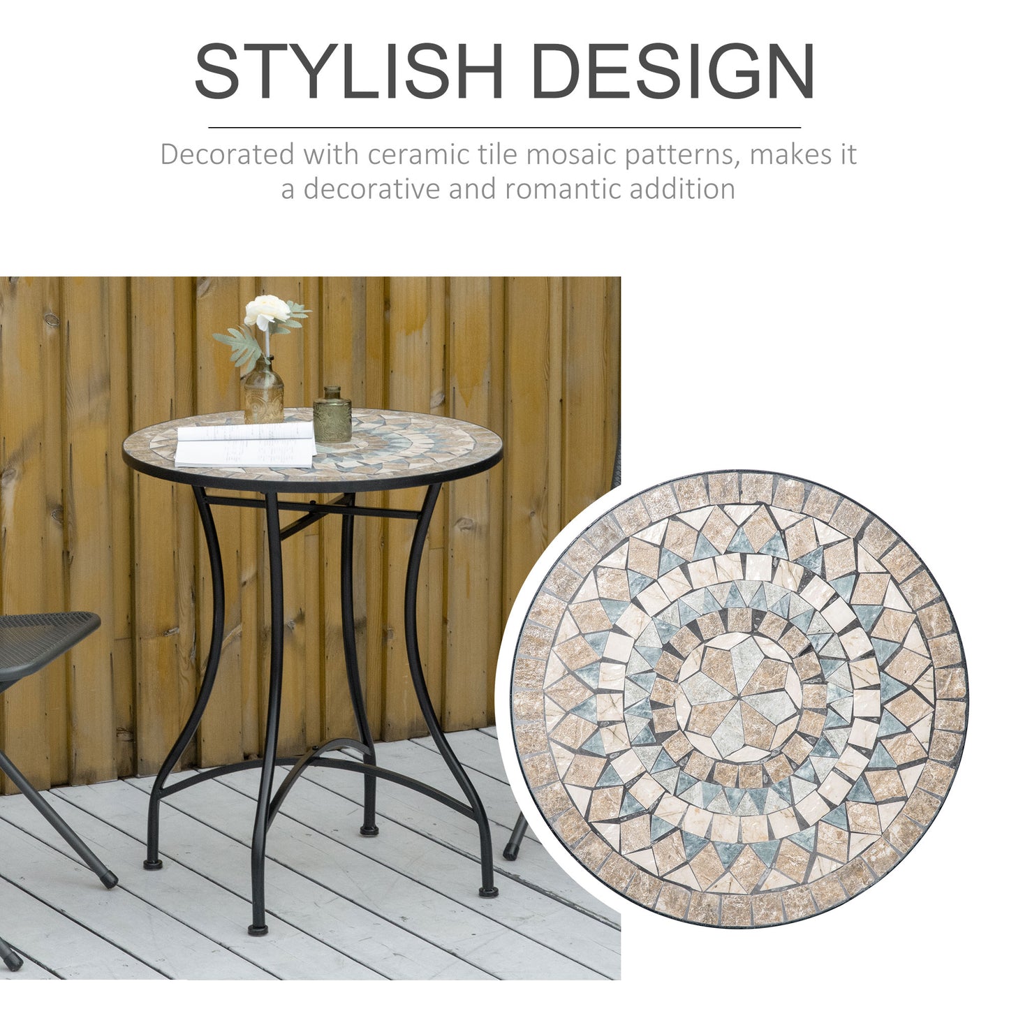 Outsunny ?60cm Mosaic Outdoor Patio Table - Green