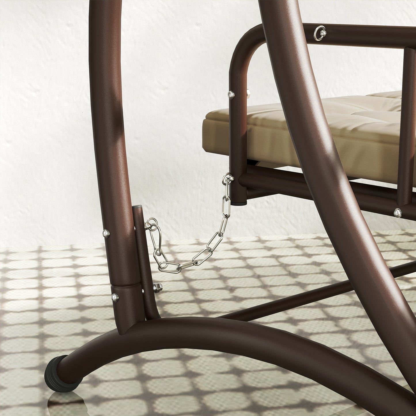 Outsunny Convertible Three-Seater Swing Bed - Khaki