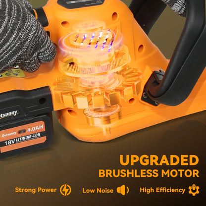 Outsunny Cordless Hedge Trimmer, Electric Hedge Cutter with 51cm Blade, Brushless Motor and 2 x 4.0Ah Batteries for Branches, Shrubs, Twigs, Orange