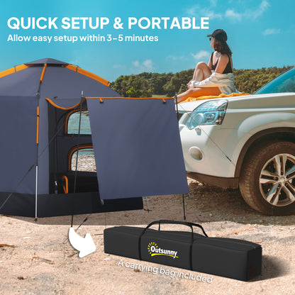 Outsunny Automatic Pop Up Camping Tent, Instant Setup 2-4 Man Tent with Mesh Windows, Waterproof & UV30+, Portable with Carry Bag for Fishing, Hiking, Backpacking, Dark Grey
