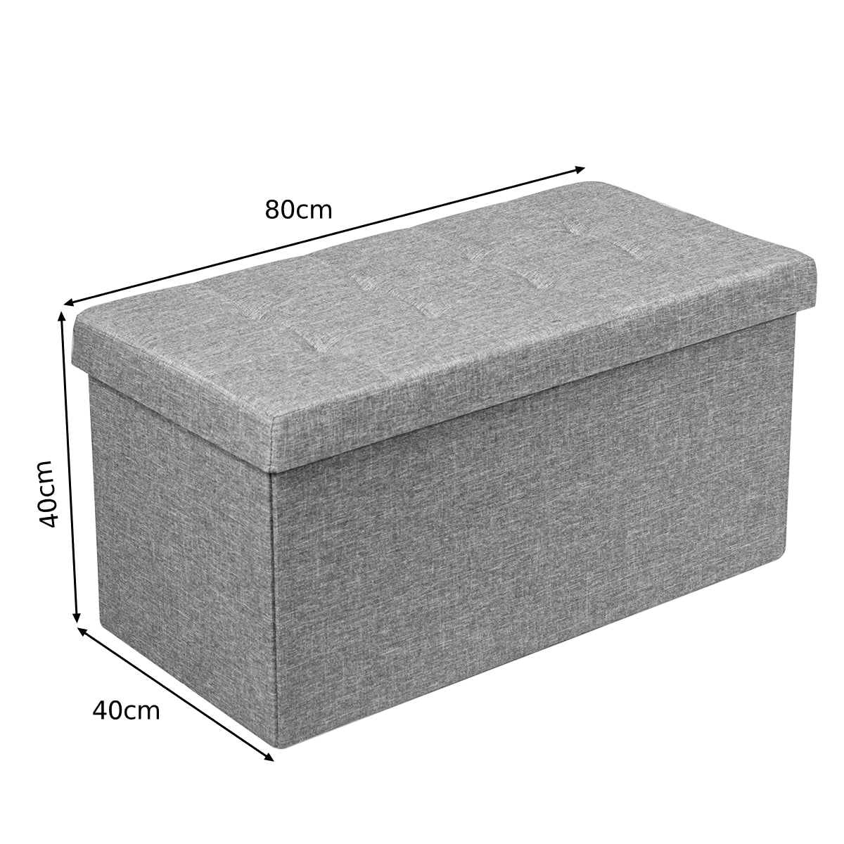Fabric Foldable Storage Ottoman with Padded Seat for Living Room-Light Grey