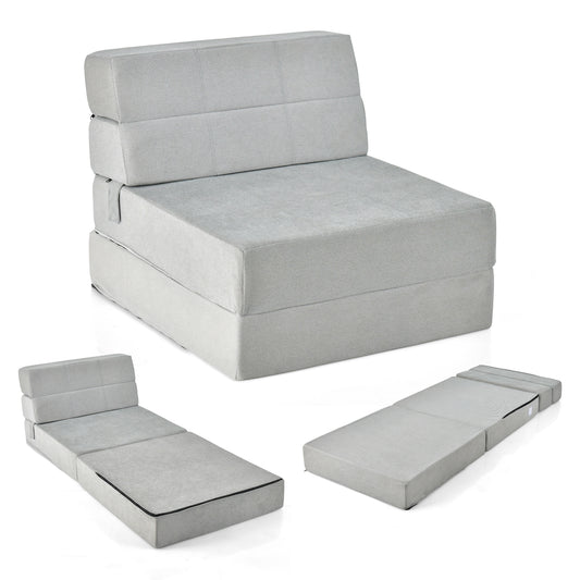 Tri-Folding Sofa Bed Convertible Floo Couch-Grey