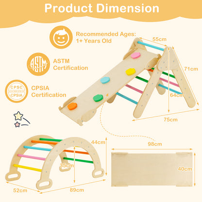 Triangle Climbing Toys with Climbing Triangle Arch Ramp for 1+ Years Old-Multicolor