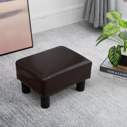 HOMCOM PU Faux Leather Footstool Ottoman Cube w/ 4 Plastic Legs Black