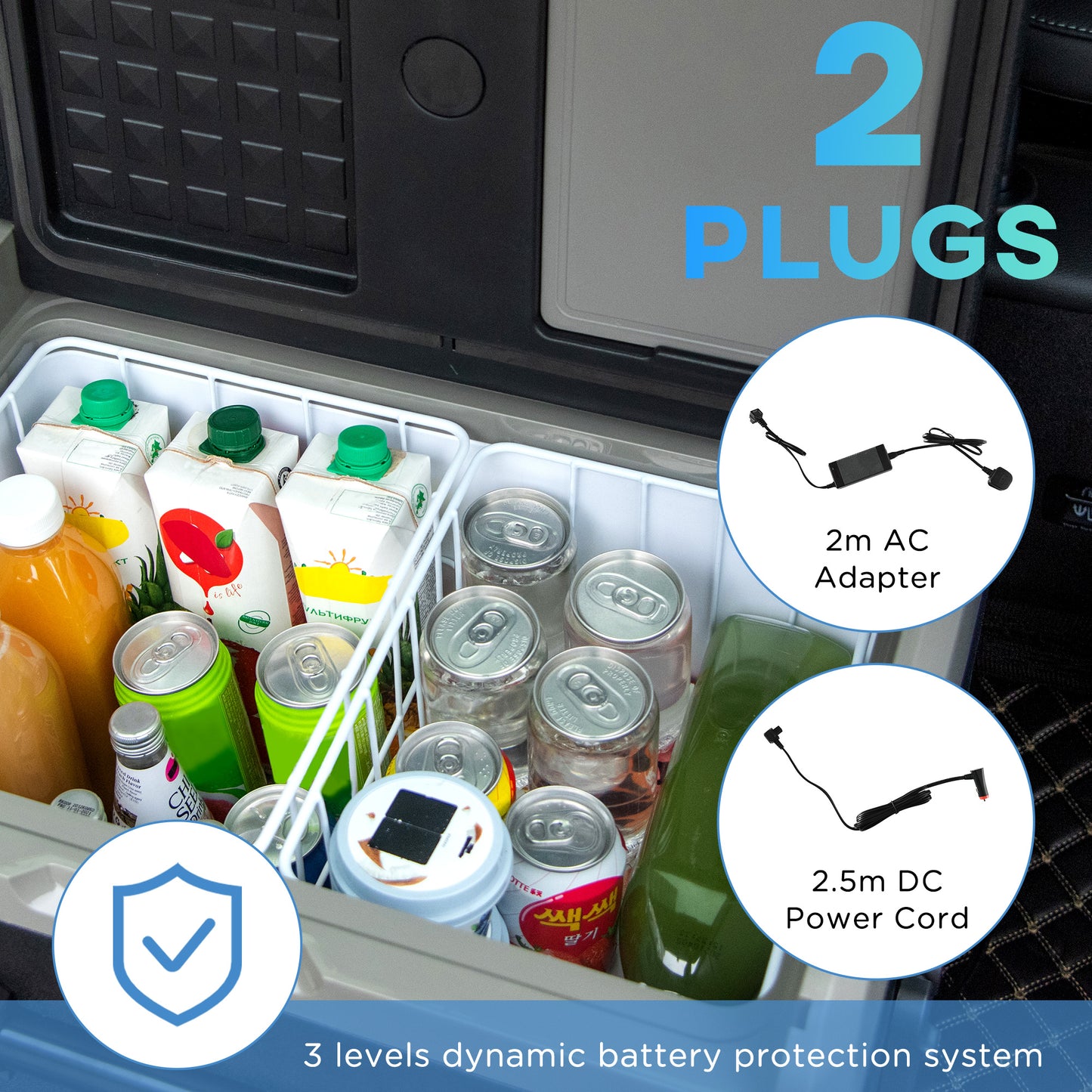 Outsunny 40L Car Refrigerator, Portable Compressor Cooler Box, Fridge Freezer with Inner LED Light & Foldable Handles, 12/24V DC and 110-240V AC