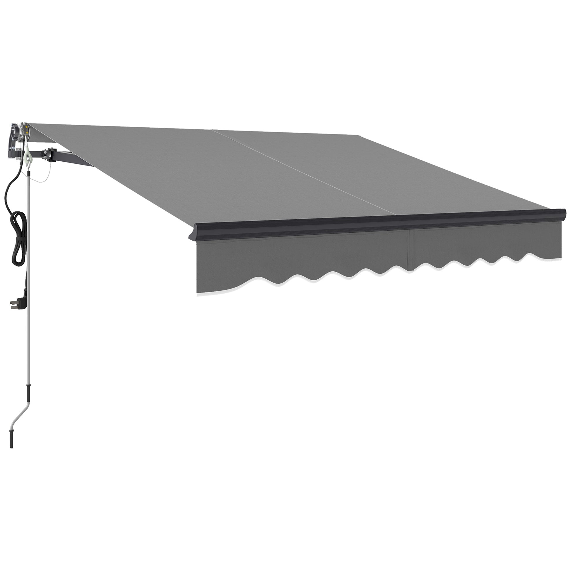 Outsunny 2.5 x 2m Electric Awning with Remote Controller, Aluminium Frame DIY Retractable Awning, UV30+ Sun Shade Canopy for Garden Patio Deck Door Window, Dark Grey