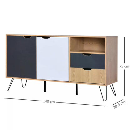 HOMCOM Particle Board 5-Compartment Elevated Storage Unit Black/White