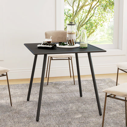 Outsunny Square Garden Table with Slat Top, Steel Frame, Outdoor Table for 4 Person, 80 x 80 x 74 cm, Black