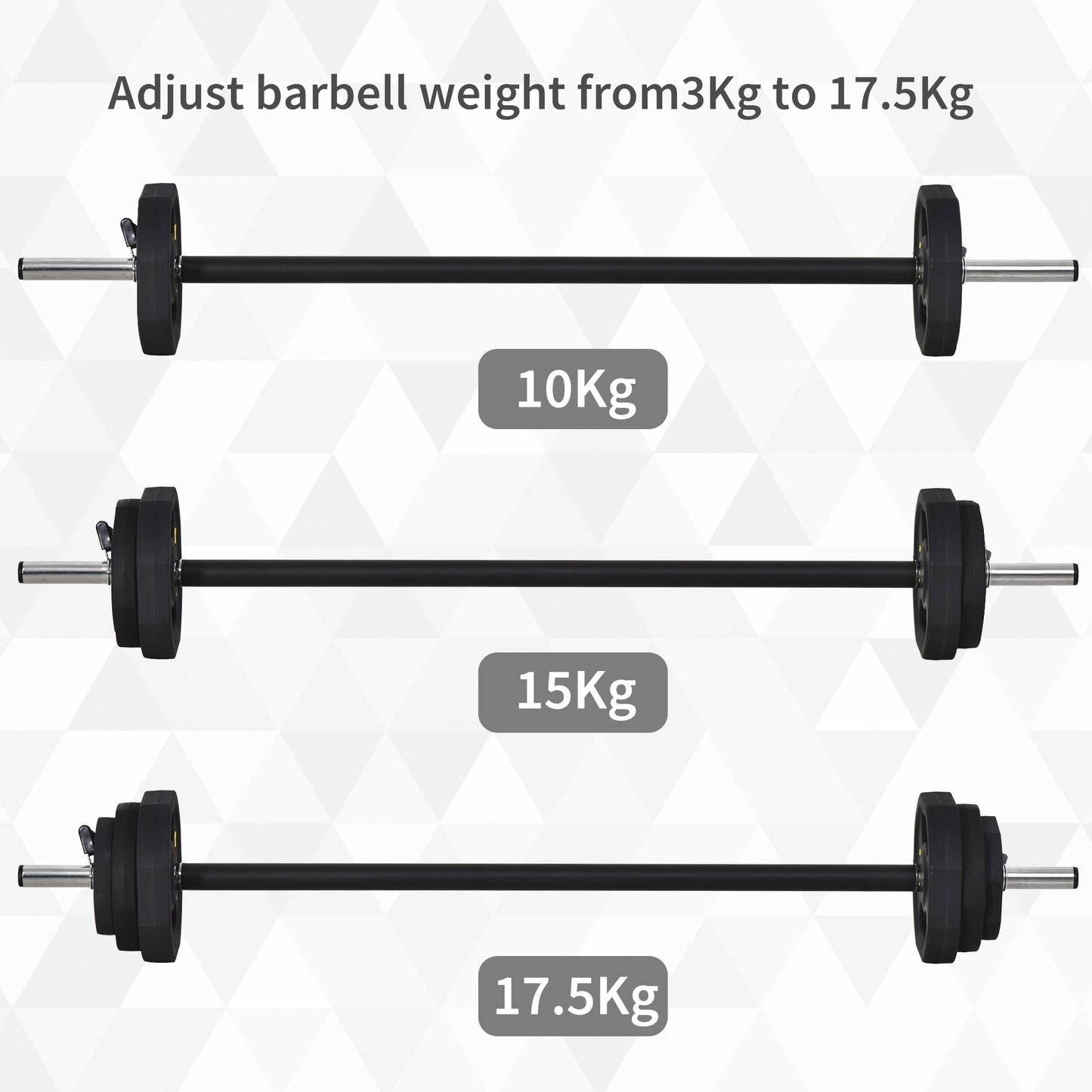 HOMCOM 20KGS Adjustable Barbell Set Plate Bar Clamp Rod Home Gym Sports Area Exercise Ergonomic Black