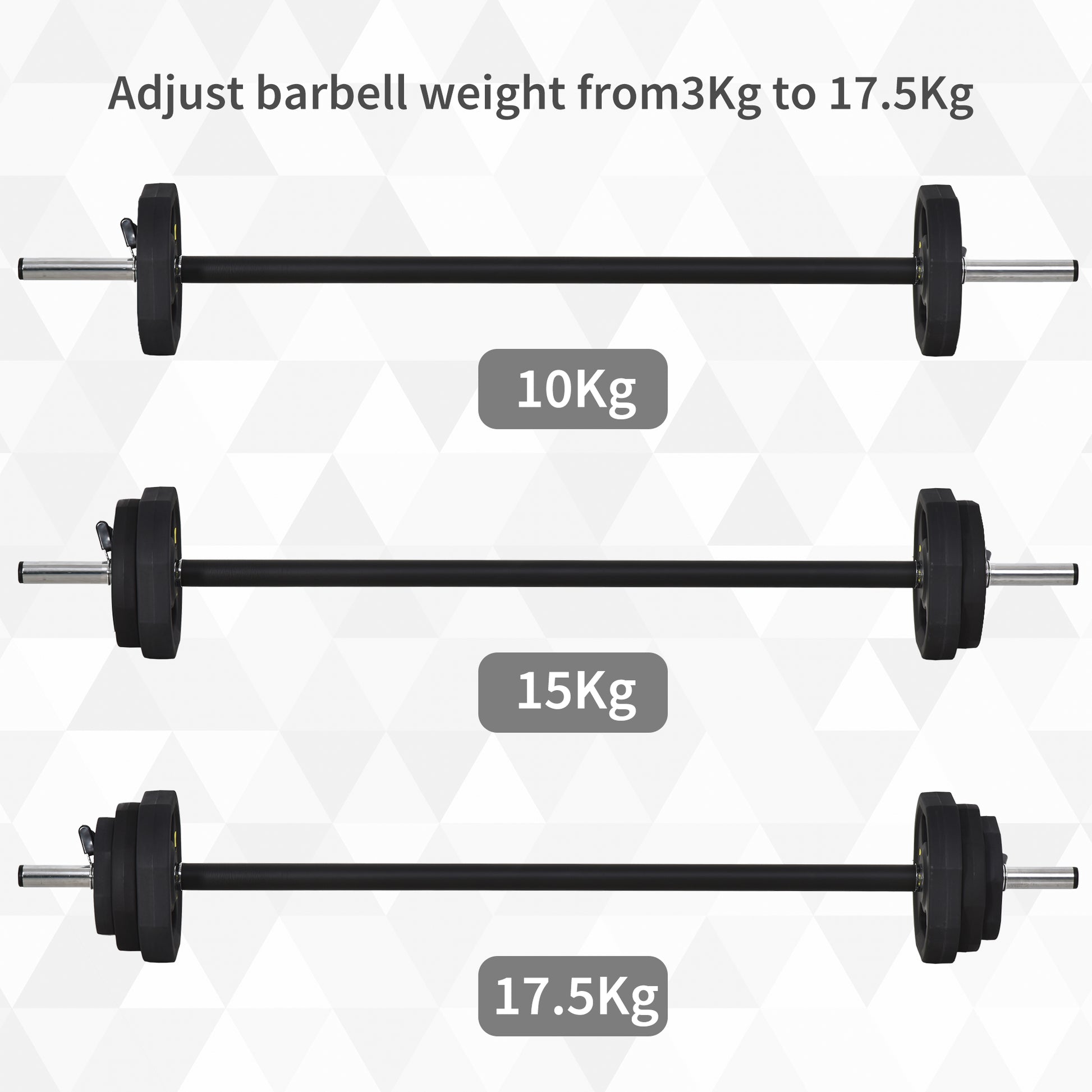 HOMCOM 20KGS Adjustable Barbell Set Plate Bar Clamp Rod Home Gym Sports Area Exercise Ergonomic Black