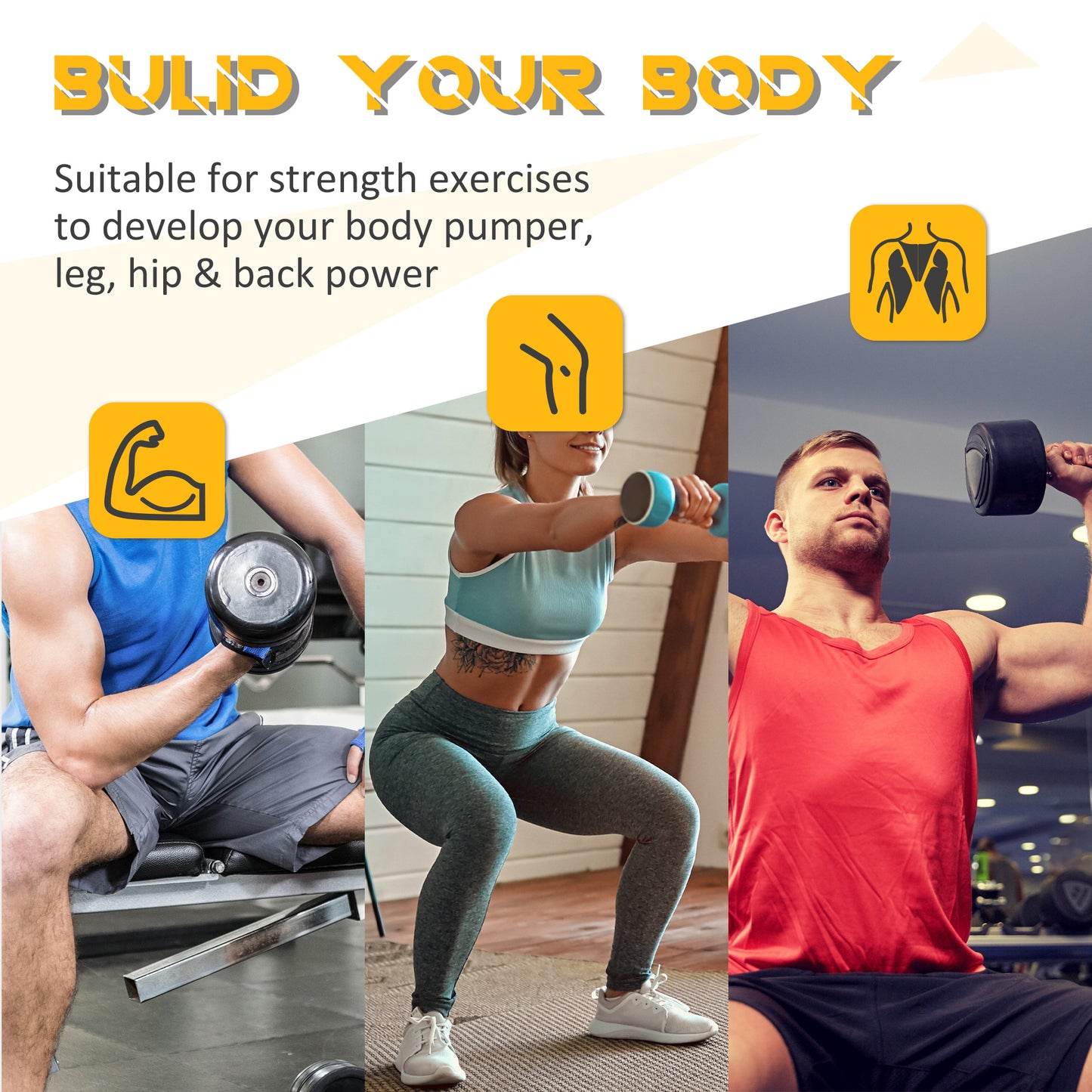 HOMCOM 4pc Durable Gym Barbell Plates Weight Dumbbell Set for Exercise Fitting Gym Body Workout Disc Weight Plate Set 2 x 5kg & 2 x 10kg Black