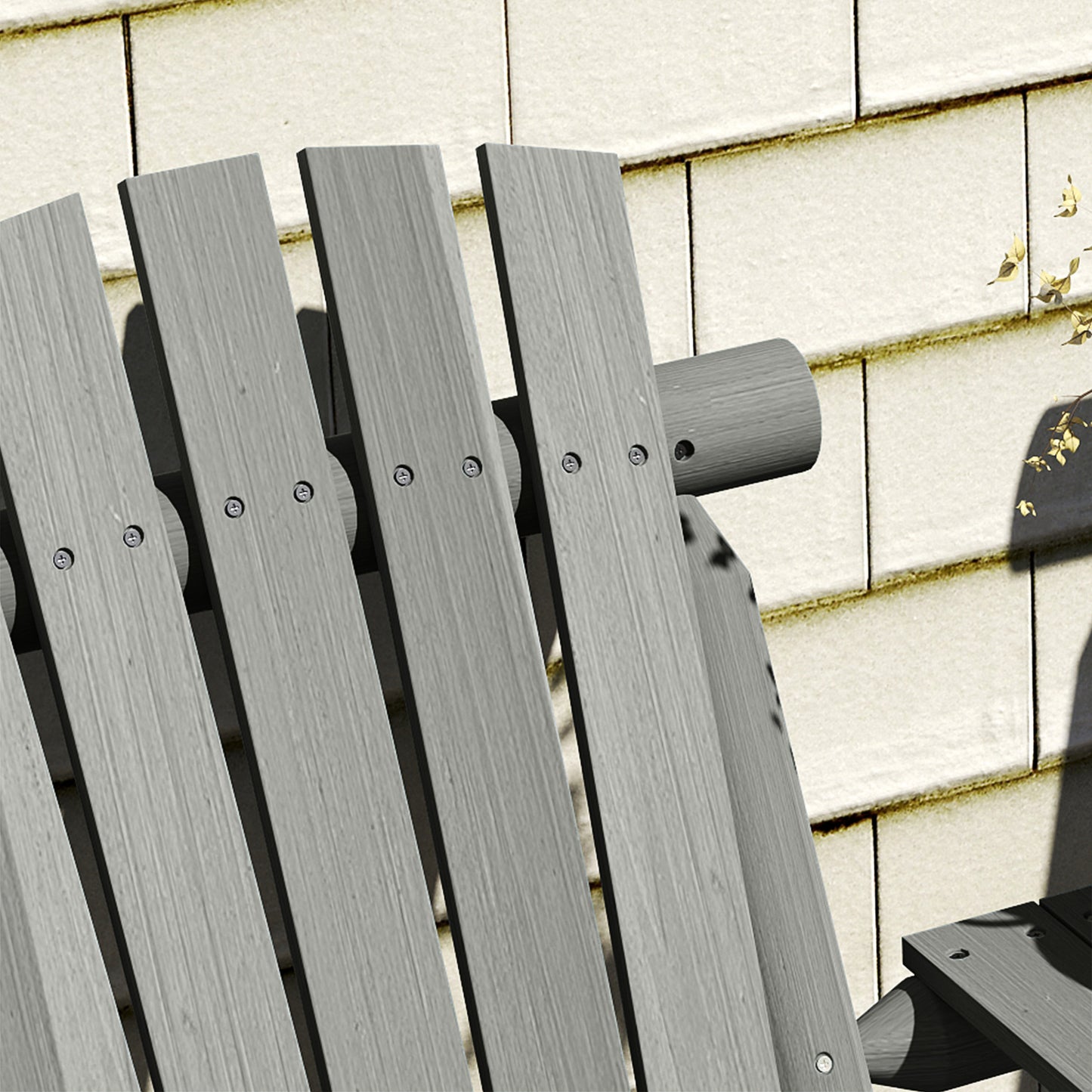 Outsunny Wood Patio Chair Bench 2 Seats w/ Centre Coffee Table, Garden Bench, Grey