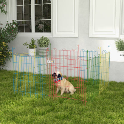 PawHut Pet Playpen Crate, with Eight Panels, Door, for Indoors and Outdoors, 60H x ?156cm