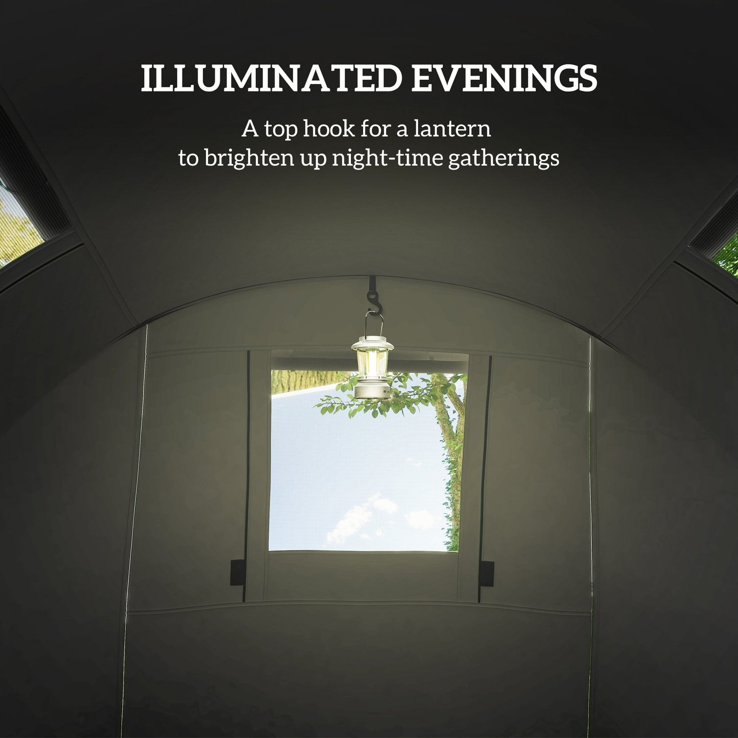 Outsunny Four Man Duo Room Tunnel Tent, with Accessories - Grey