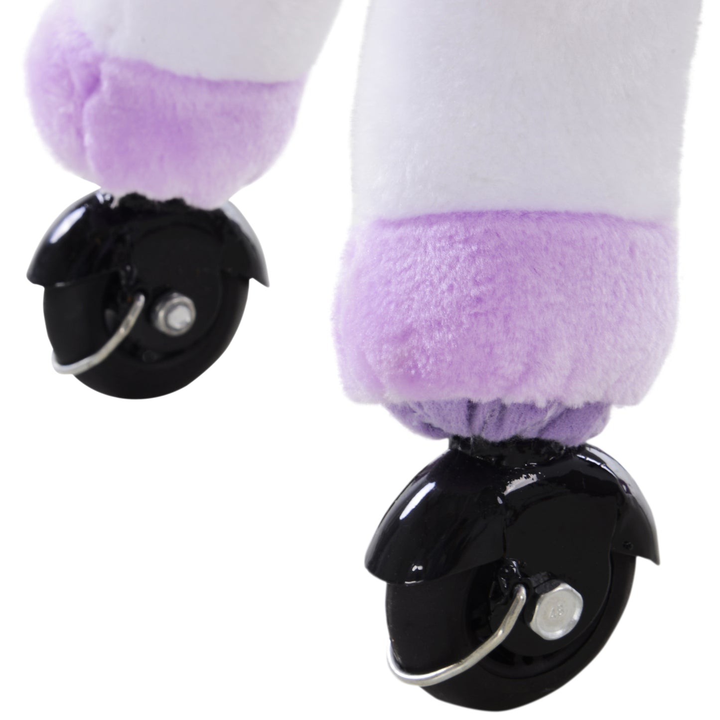 HOMCOM Four Wheel Sit-On Unicorn Horse Neigh Button Plush Safe Seat Handlebar Wood Frame