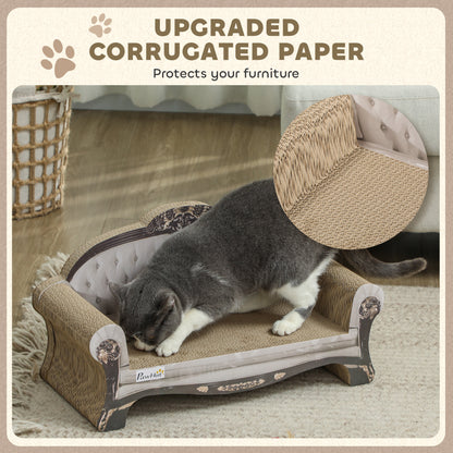 PawHut 2-in-1 Cat Scratcher with Organic Catnip for Indoor Cats, 29.5 x 56 x 26cm, Brown