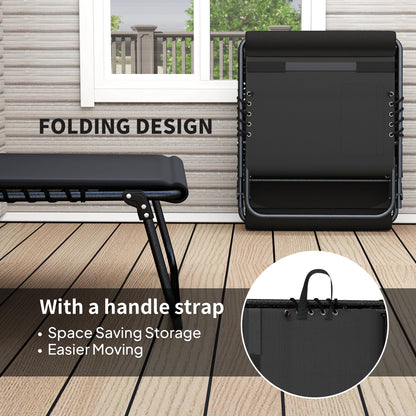 Outsunny Folding Sun Loungers Set of 2, Recliner Garden Chairs with Quick Drying Pad Headrest Side Pocket, Garden Sun Loungers for Beach Pool, Black