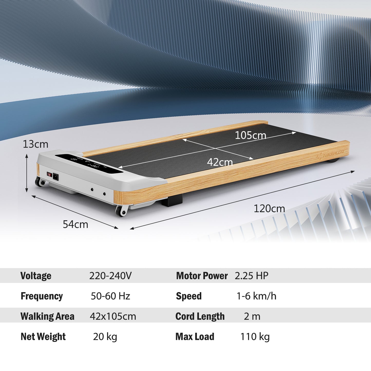 Under Desk Treadmill Walking Pad with 7-Layer Running Belt-Grey