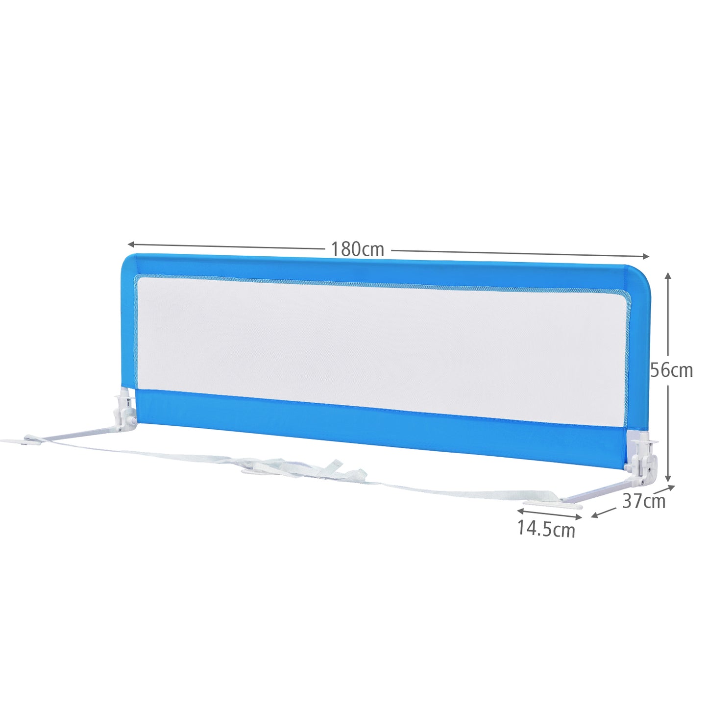 Universal Folding Bed Rail with Safety Strap-Blue