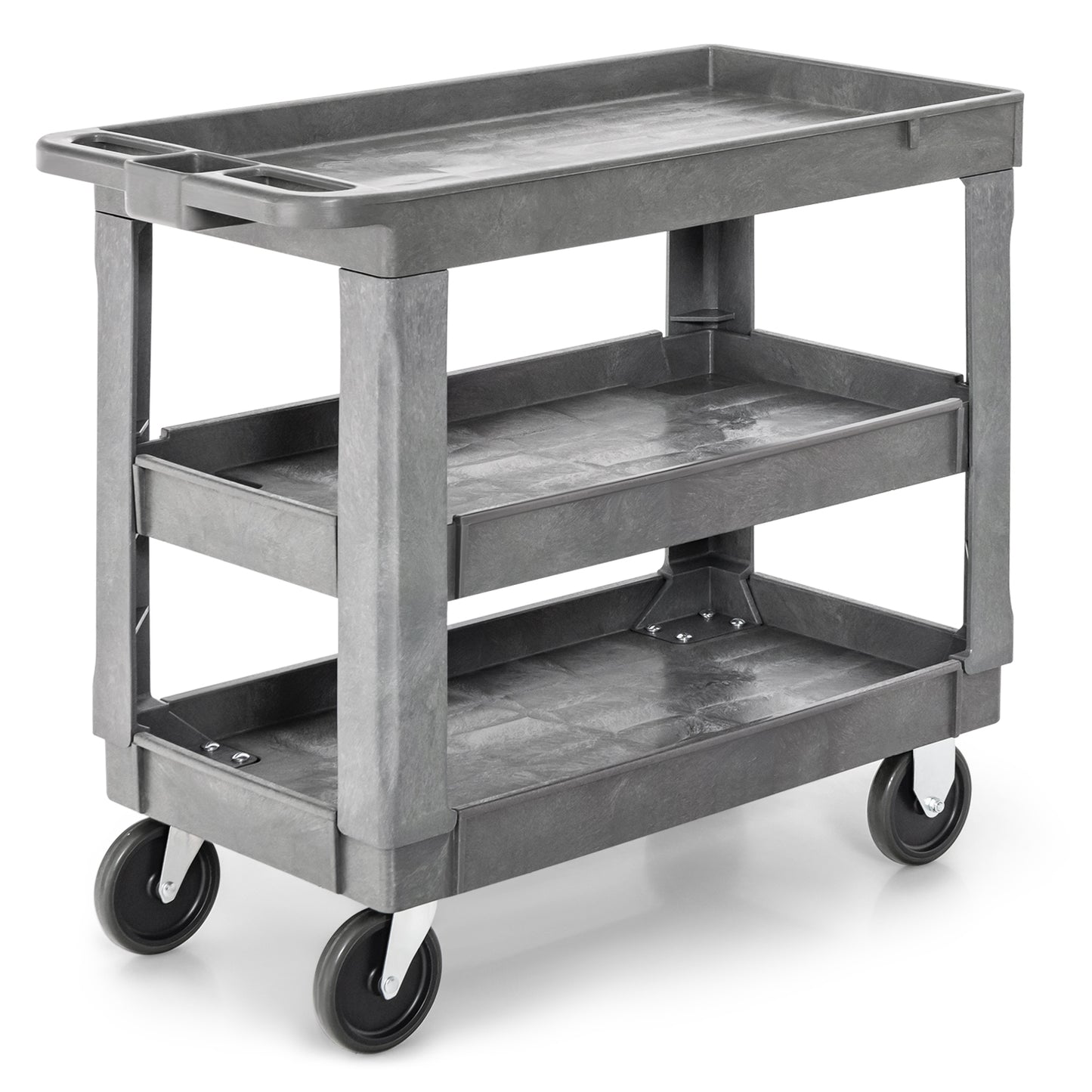 3-Tier Heavy-Duty PP Service Cart with 250 KG Max Load-Grey