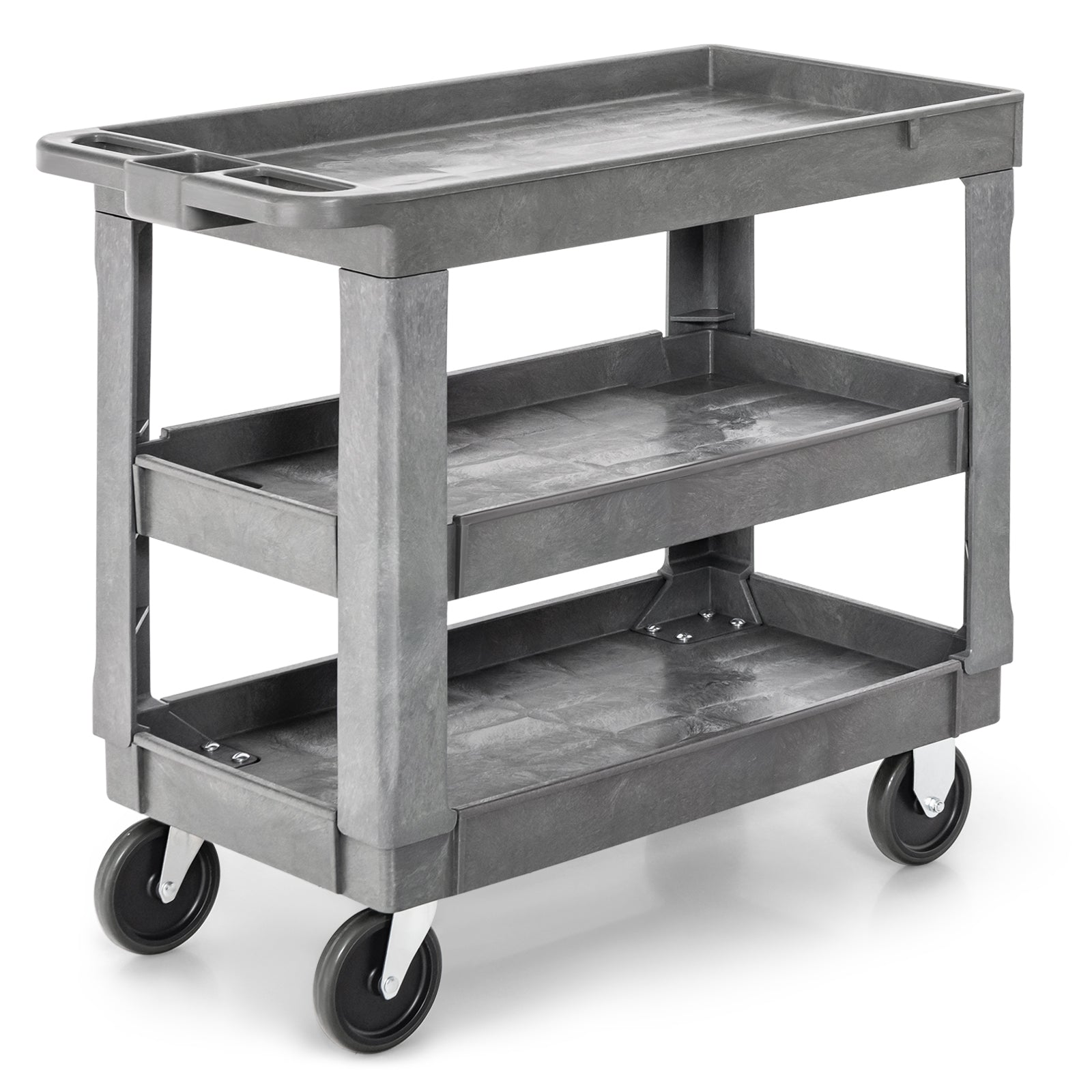 3-Tier Heavy-Duty PP Service Cart with 250 KG Max Load-Grey