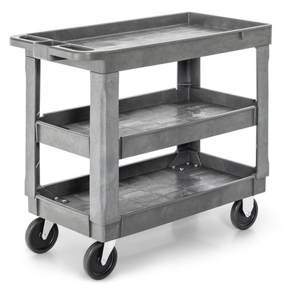3-Tier Heavy-Duty PP Service Cart with 250 KG Max Load-Grey