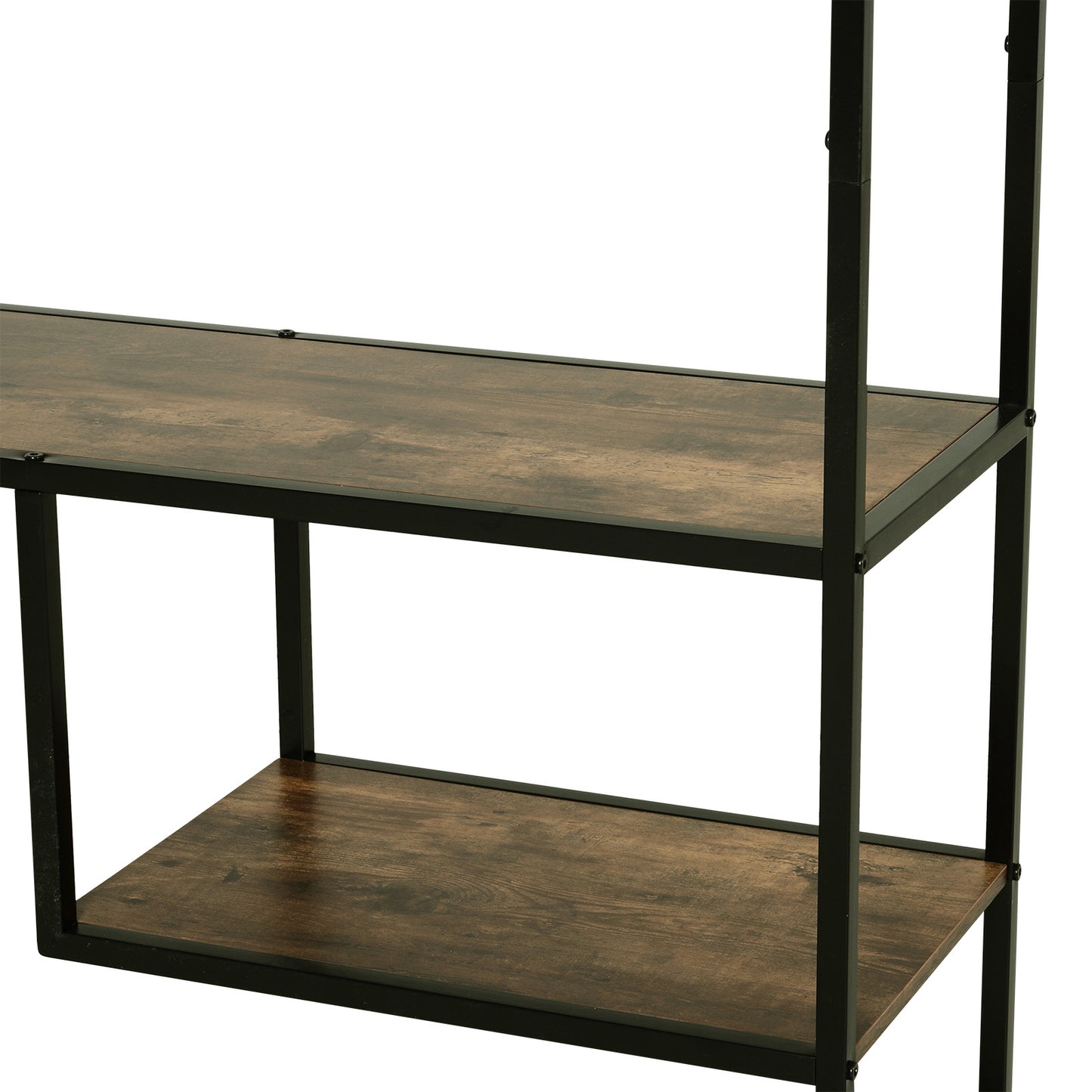 HOMCOM Wood Shelf Bookcase Industrial Style Stand 6-Staggered Shelf Living Room Display Rack Organiser