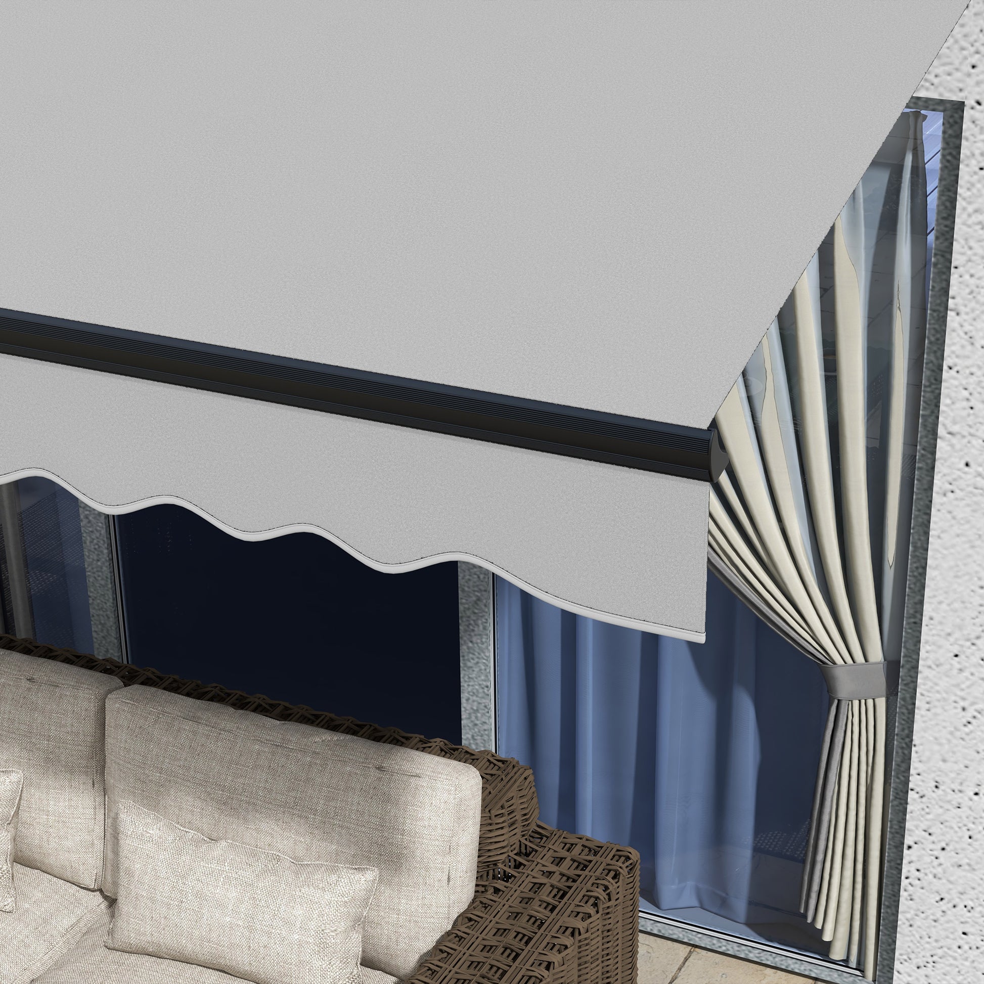 Outsunny Electric Awning with Aluminium Frame and Remote Control, 3 x 2m, Light Grey