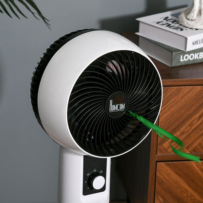 HOMCOM 32'' Air Circulator Fan 3 Speed, 70° Oscillation 90° Vertical Tilt, Round Base, Carry Handle, for Living Room, Bedroom, Office, Black and White