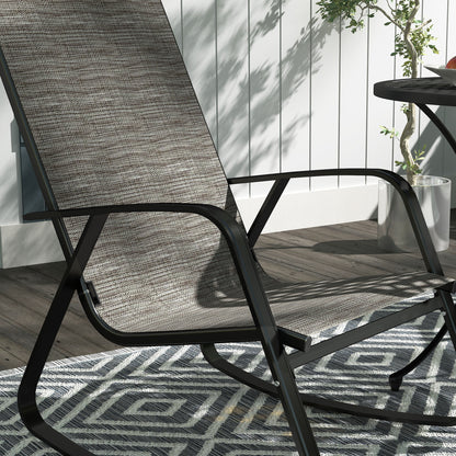 Outsunny Set of Two Rocking Garden Chairs - Light Brown