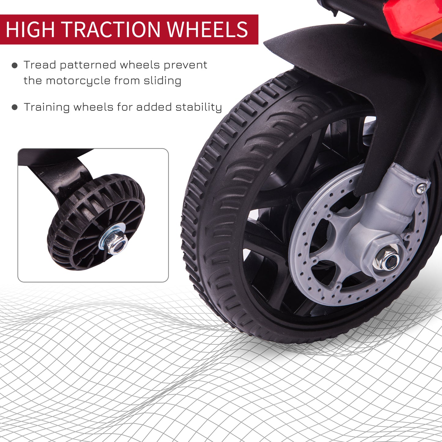HOMCOM Kids 6V Electric Ride On Motorcycle Police Car Vehicle w/ Lights Horn Realistic Sound Outdoor Play Toy for 18 - 36 months Red