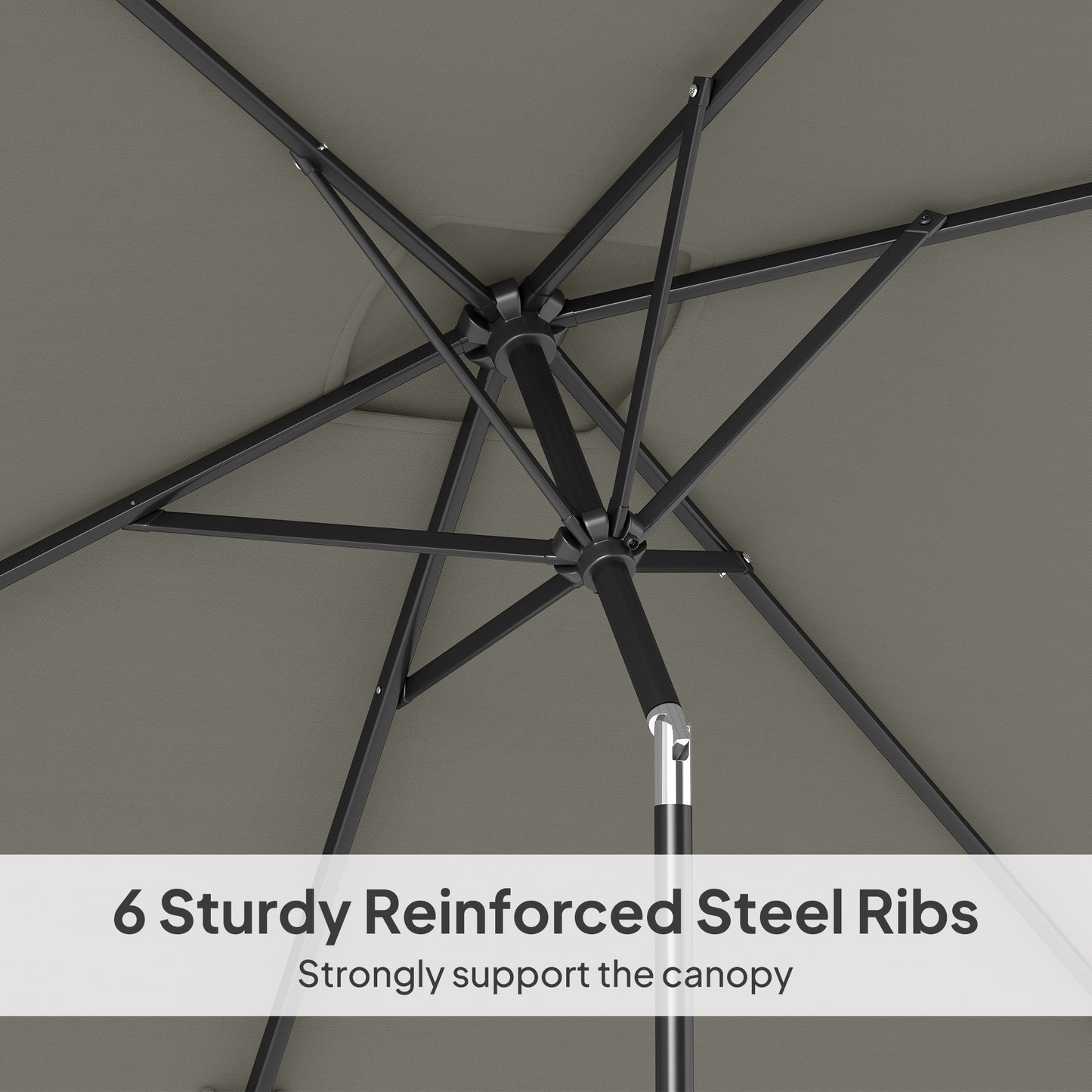 Outsunny 3x2m Patio Parasol Garden Umbrellas Canopy with Aluminium Tilt Crank Rectangular Sun Shade Steel, Light Grey
